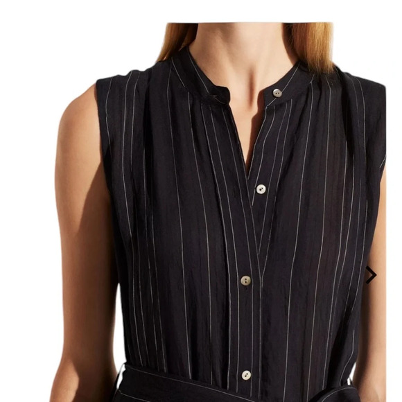 Vince Drapey Stripe Shirt Dress Plus Size XXL Maxi Black Sheer Lagenlook Chic - Picture 12 of 12